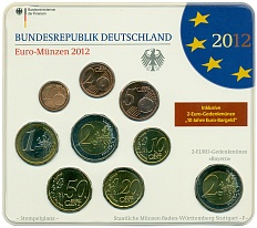 Набор из 9 евромонет 2012 года F Германия — Фото №1