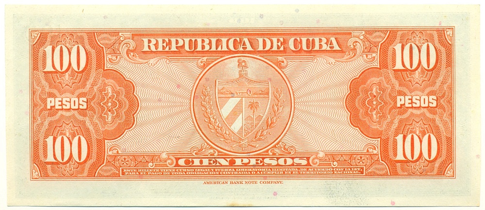 100 песо 1959 года Куба — Фото №2