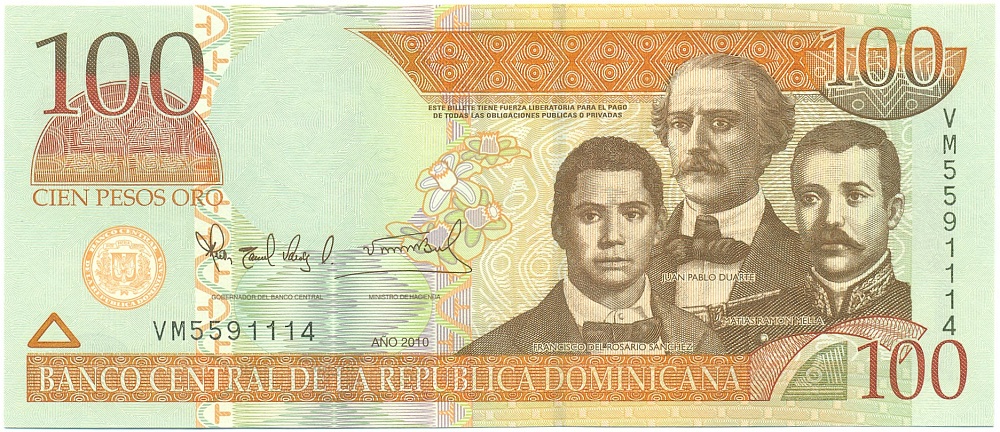 100 песо 2010 года Доминиканская республика — Фото №1