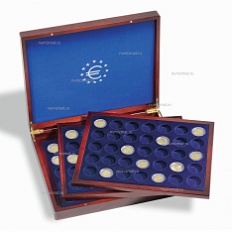 Демонстрационный кейс "VOLTERRA TRIO de Luxe" с 3 лотками по 35 монет 2 Евро в капсулах, LEUCHTTURM, 303369 — Фото №1
