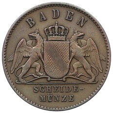 1 крейцер 1868 года Баден «50 лет Конституции Бадена» — Фото №2