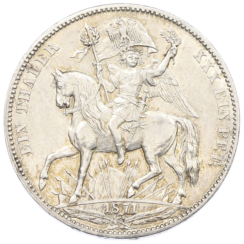 1 союзный талер 1871 года Саксония «Победа над Францией» — Фото №1