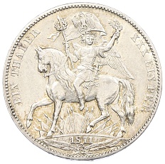 1 союзный талер 1871 года Саксония «Победа над Францией» — Фото №1