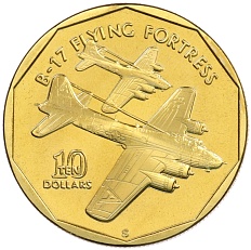 10 долларов 1991 года Маршалловы Острова «Самолеты Второй Мировой войны — Boeing B-17 Flying Fortress» — Фото №1