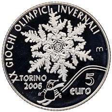 5 евро 2005 года Сан-Марино «XX зимние Олимпийские игры в Турине 2006 года» — Фото №1
