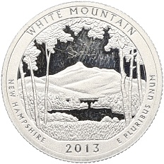 1/4 доллара (25 центов) 2013 года S США «Национальные парки — №16 Национальный лес Белые горы» — Фото №1
