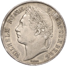 1 гульден 1841 года Вюртемберг «25 лет правлению Короля Вильгельма I» — Фото №2