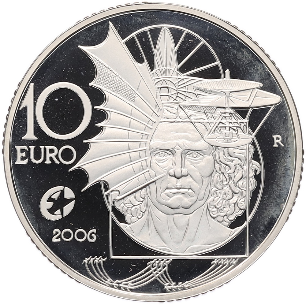 10 евро 2006 года Италия «Выдающиеся европейцы — Леонардо да Винчи» — Фото №1
