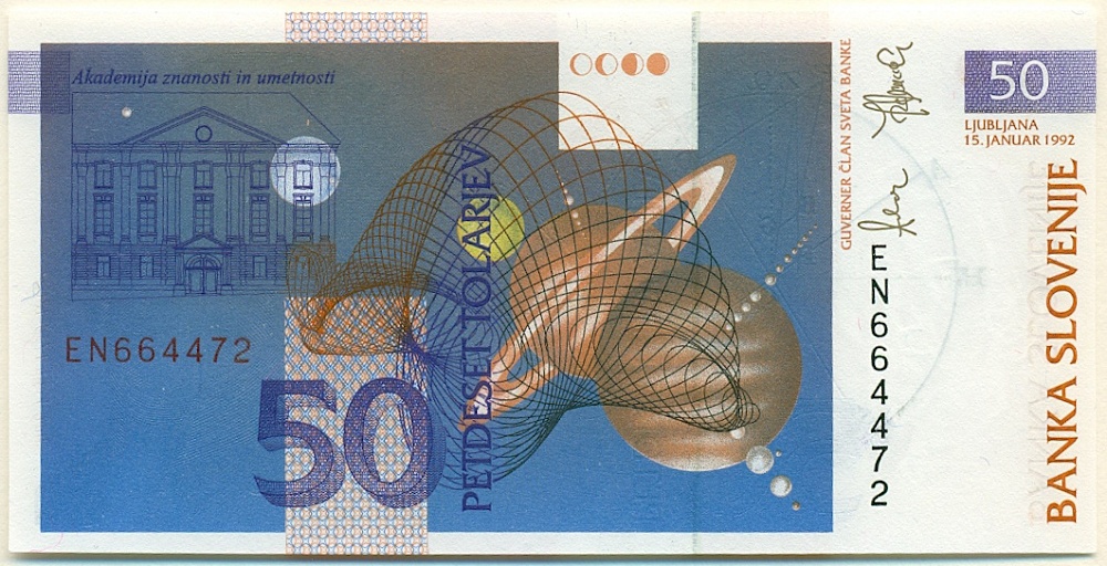 50 толаров 1992 года Словения — Фото №2
