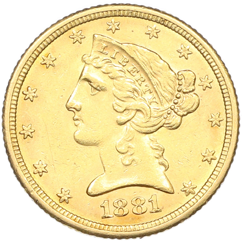 5 долларов 1881 года США — Фото №1