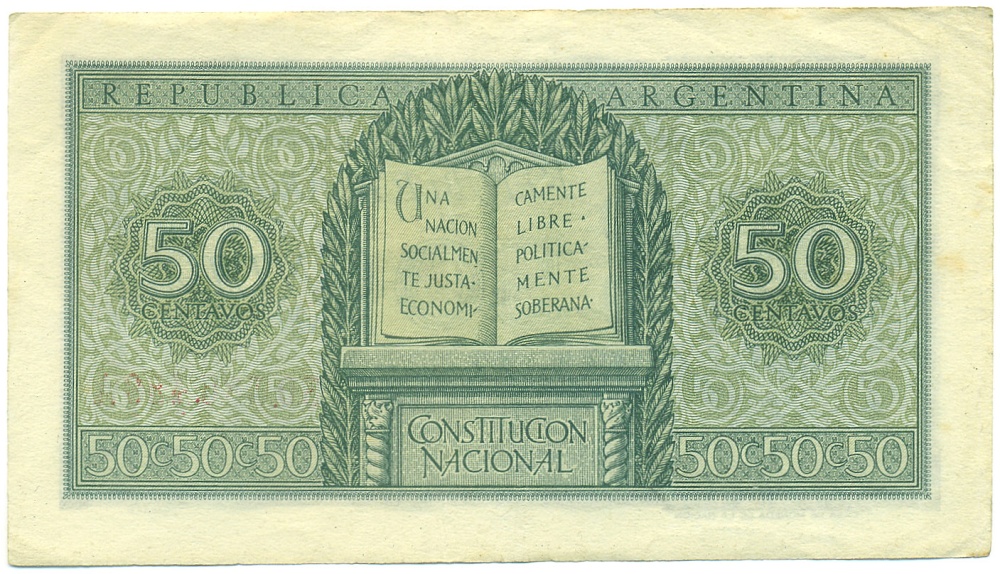 50 сентаво 1950-1951 года Аргентина — Фото №2