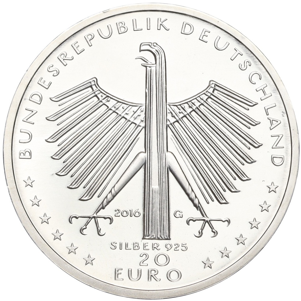20 евро 2016 года Германия «125 лет со дня рождения Отто Дикса» — Фото №2