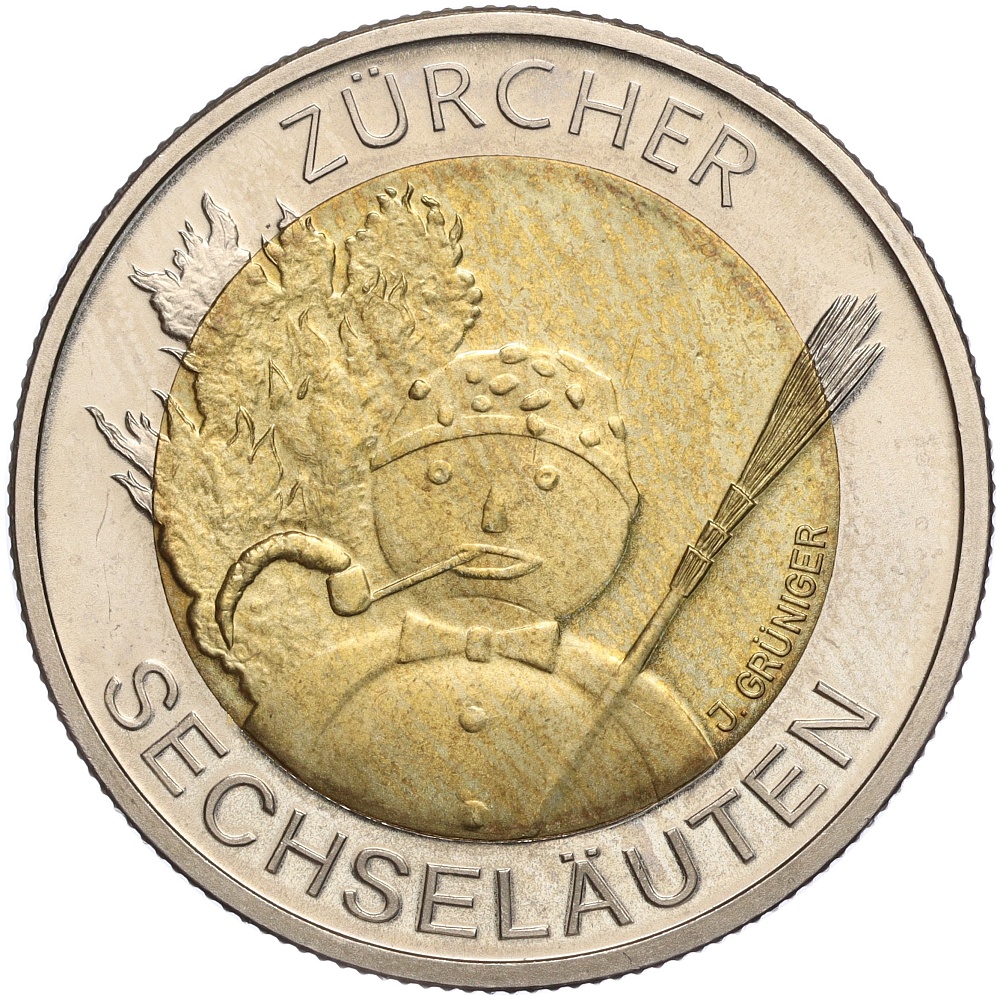 5 франков 2001 года Швейцария 2Проводы зимы в Цюрихе (Парад гильдий)» — Фото №1