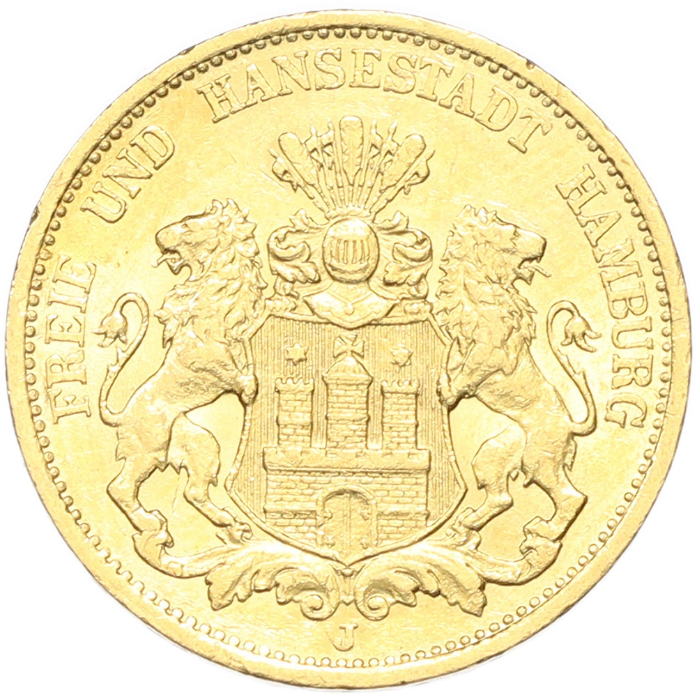 20 марок 1878 года J Германия (Гамбург) — Фото №1