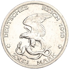 2 марки 1913 года Германия (Пруссия) «100 лет объявлению войны против Франции» — Фото №2