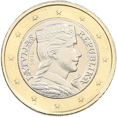 1 евро 2016 года Латвия — Фото №1