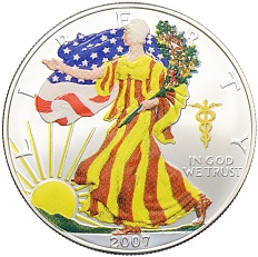 1 доллар 2007 года США «Шагающая Свобода» (Цветное покрытие) — Фото №1