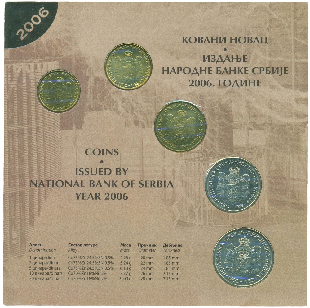 Годовой набор монет 2006 года Сербия — Фото №2