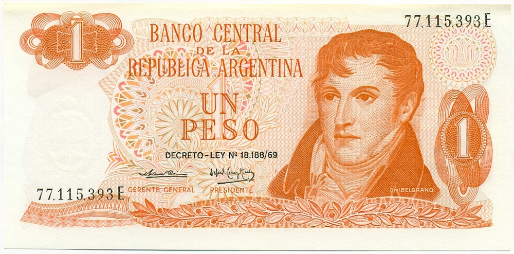 1 песо 1974 года Аргентина — Фото №1