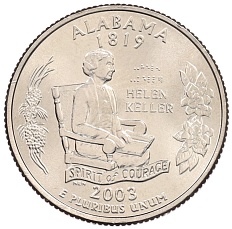 1/4 доллара (25 центов) 2003 года D США «Штаты и территории — Алабама» — Фото №1