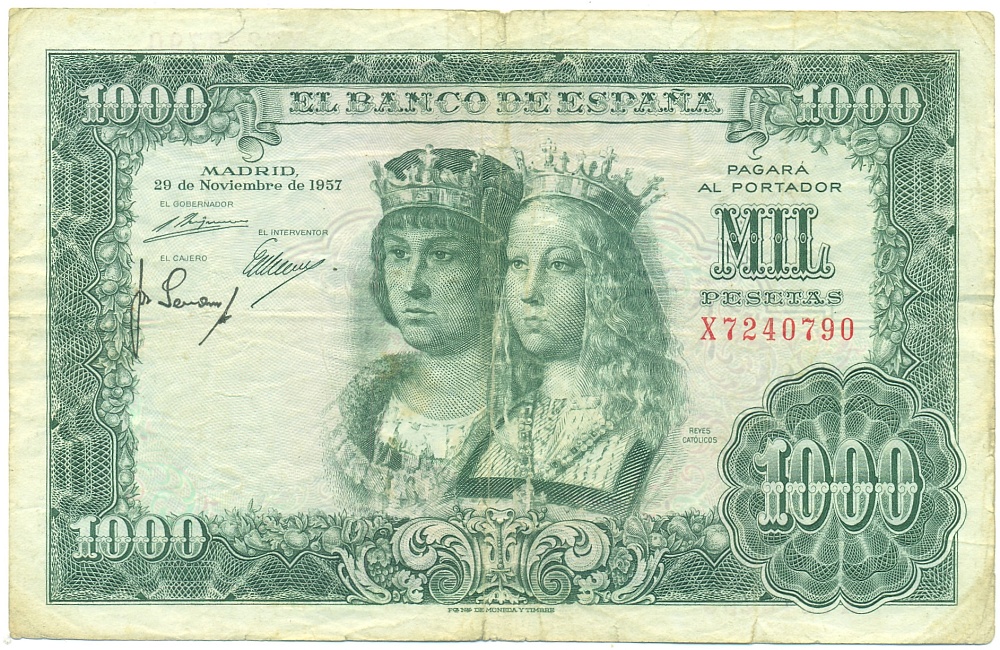 1000 песет 1957 года Испания — Фото №1