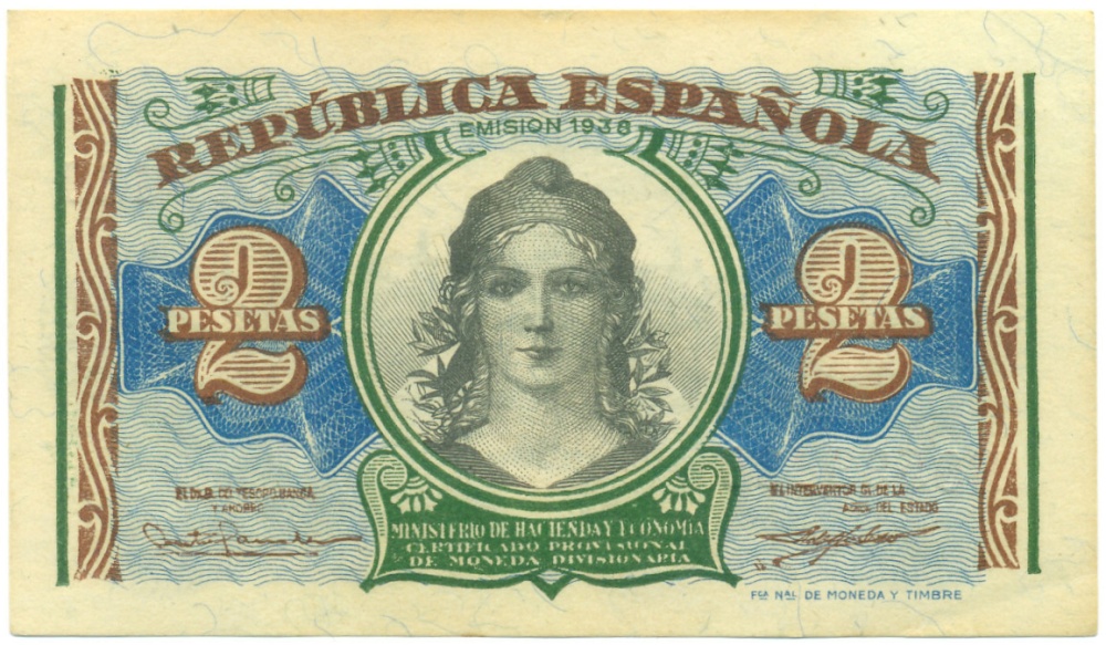 2 песеты 1938 года Испания — Фото №1