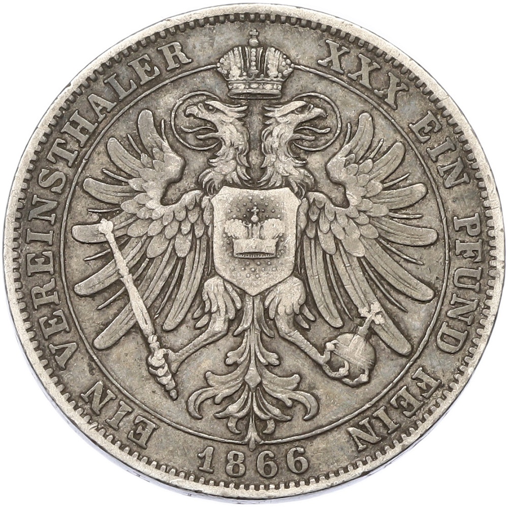 1 союзный талер 1866 года Шварцбург-Рудольштадт — Фото №2