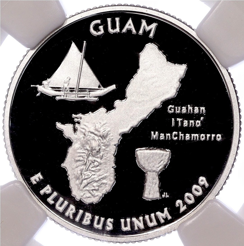1/4 доллара (25 центов) 2009 года S США «Штаты и территории — Гуам» в слабе NGC (PF70 ULTRA CAMEO) — Фото №1