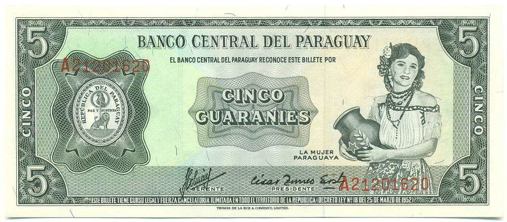 5 гуарани 1963 года Парагвай — Фото №1