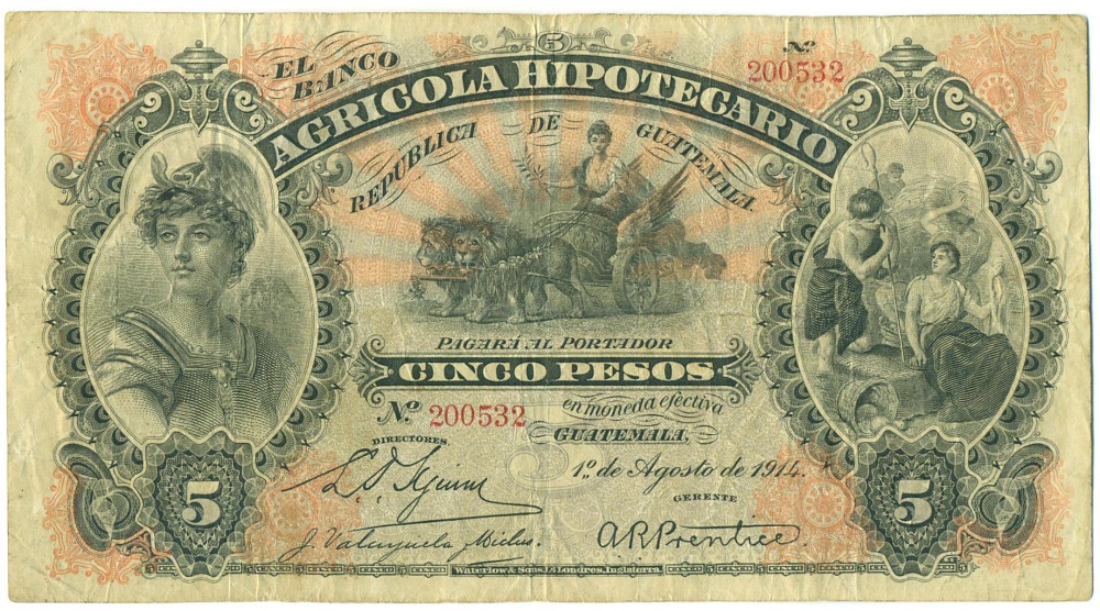 5 песо 1914 года Гватемала — Фото №1