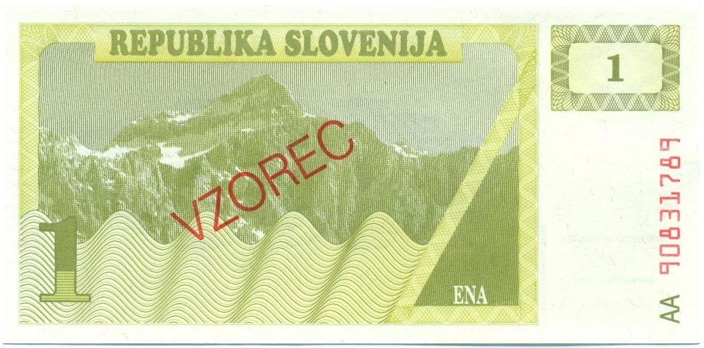 1 толар 1990 года Словения (Образец) — Фото №1