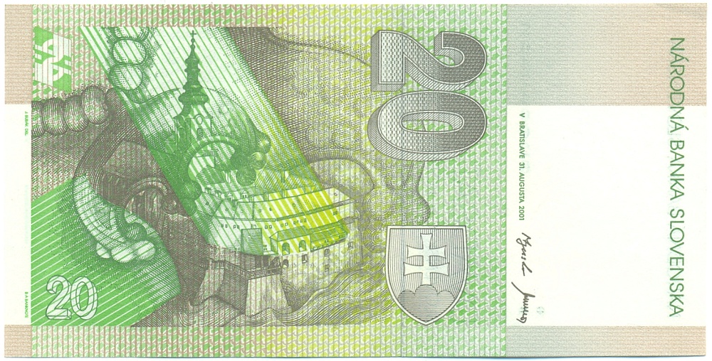 20 крон 2001 года Словакия — Фото №2
