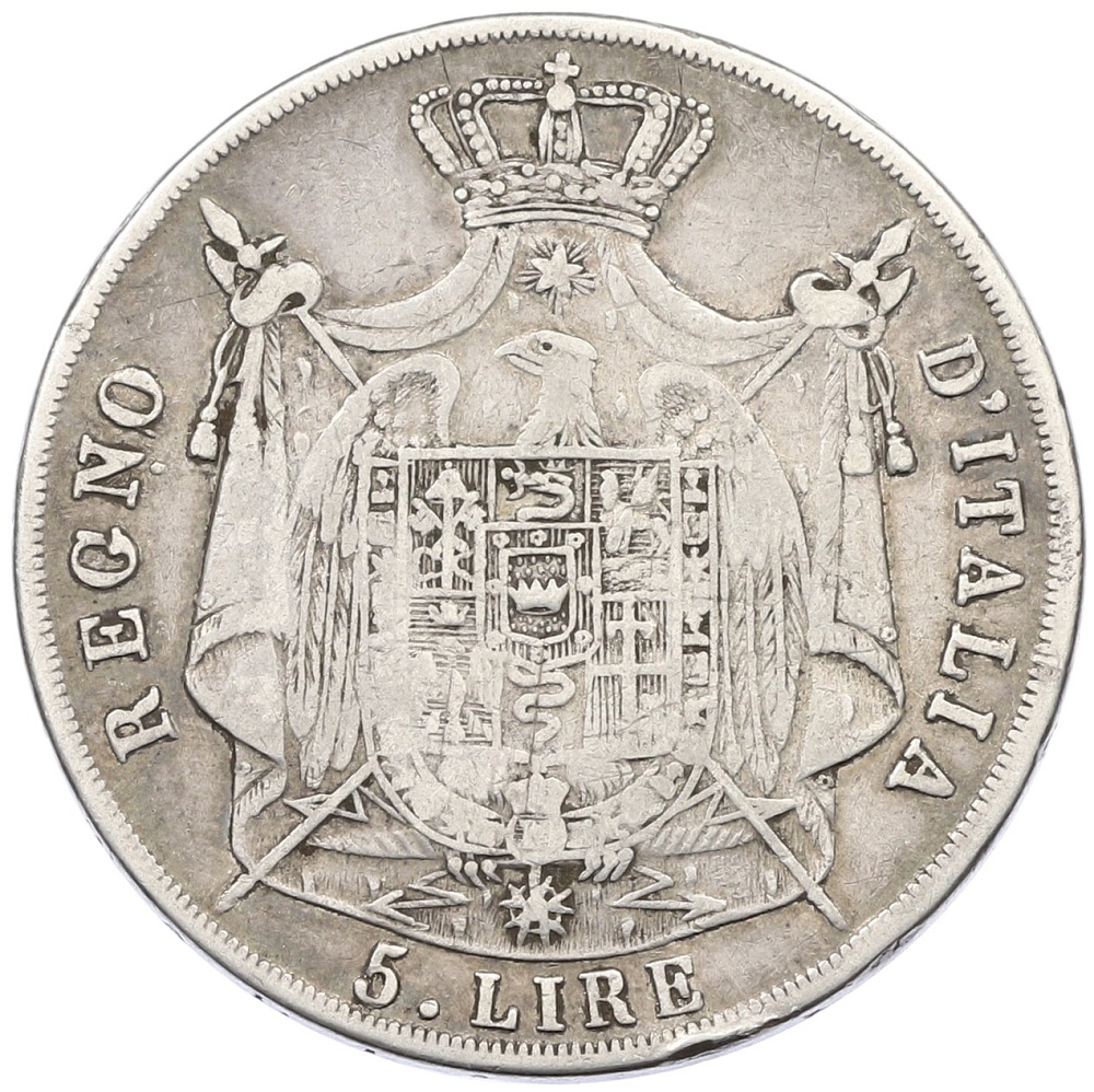 5 лир 1811 года М Наполеоновское королевство Италия — Фото №2