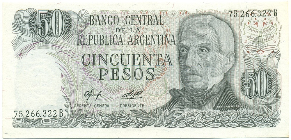 50 песо 1977 года Аргентина — Фото №1
