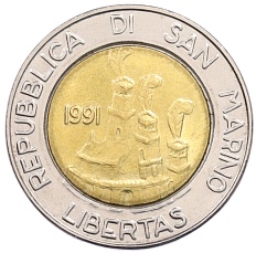 500 лир 1991 года Сан-Марино — Фото №2