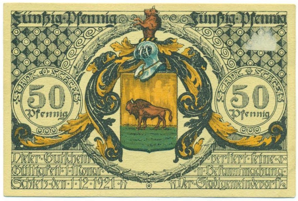 50 пфеннигов 1921 года Германия — город Шлайц (Нотгельд) — Фото №1