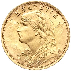 20 франков 1947 года Швейцария — Фото №2