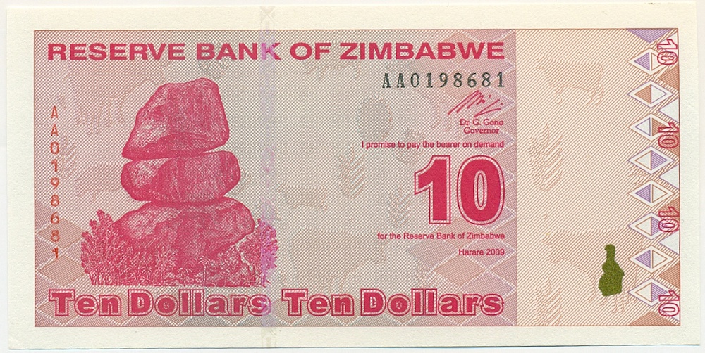 10 долларов 2009 года Зимбабве — Фото №1