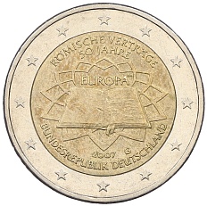 2 евро 2007 года G Германия «50 лет подписания Римского договора» — Фото №1