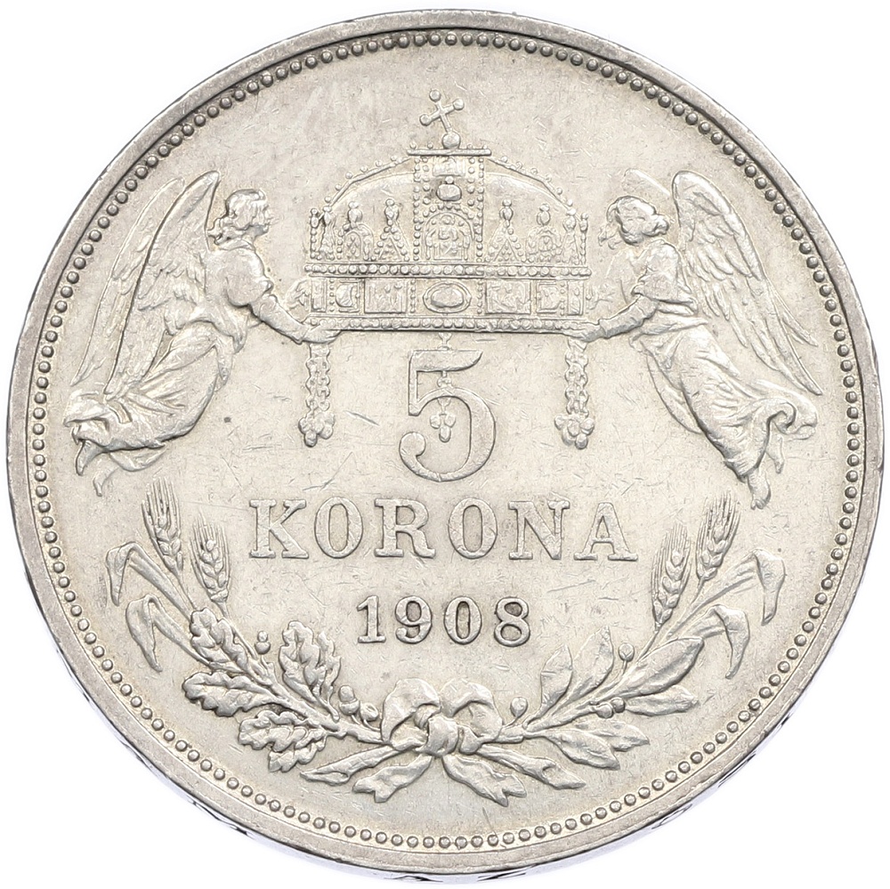 5 крон 1908 года Венгрия — Фото №1