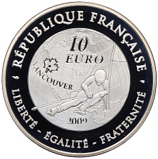 10 евро 2009 года Франция «XXI зимние Олимпийские Игры 2010 года B Ванкувере» — Фото №2