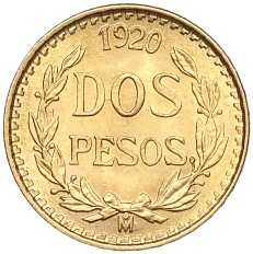2 песо 1920 года Мексика — Фото №1