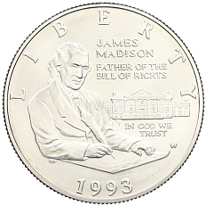 1/2 доллара (50 центов) 1993 года W США «Билль о правах — Джеймс Мэдисон» — Фото №1