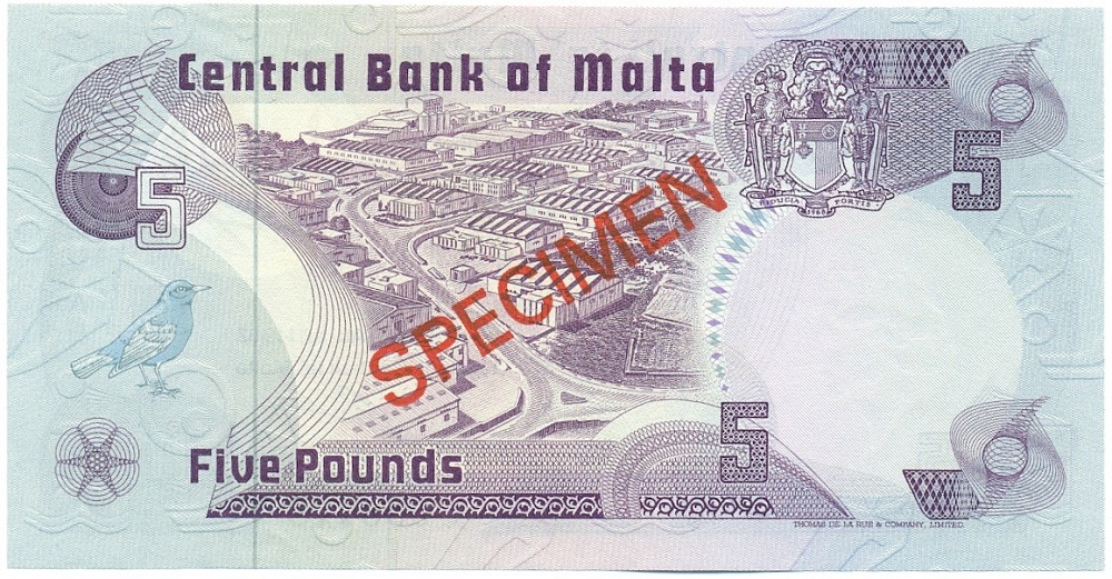 5 фунтов (лир) 1967 года Мальта (ОБРАЗЕЦ) — Фото №2