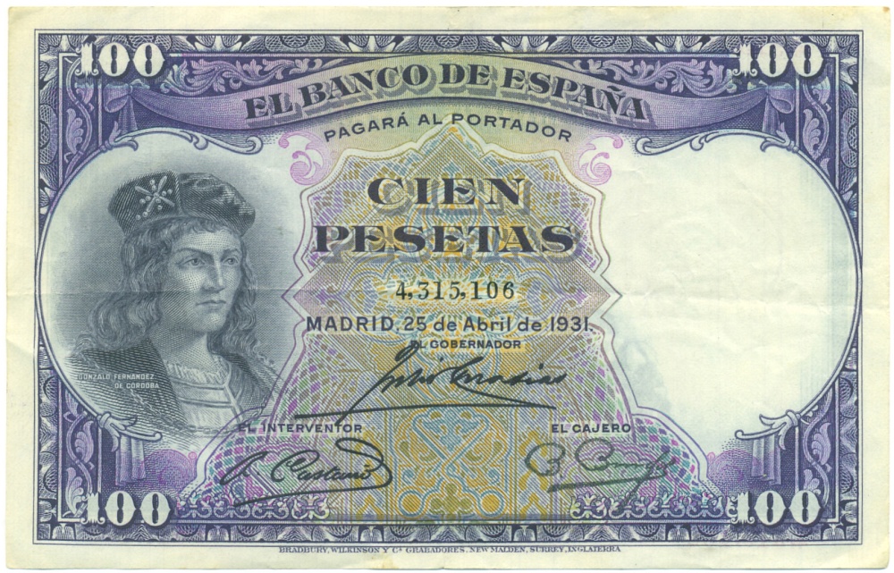 100 песет 1931 года Испания — Фото №1