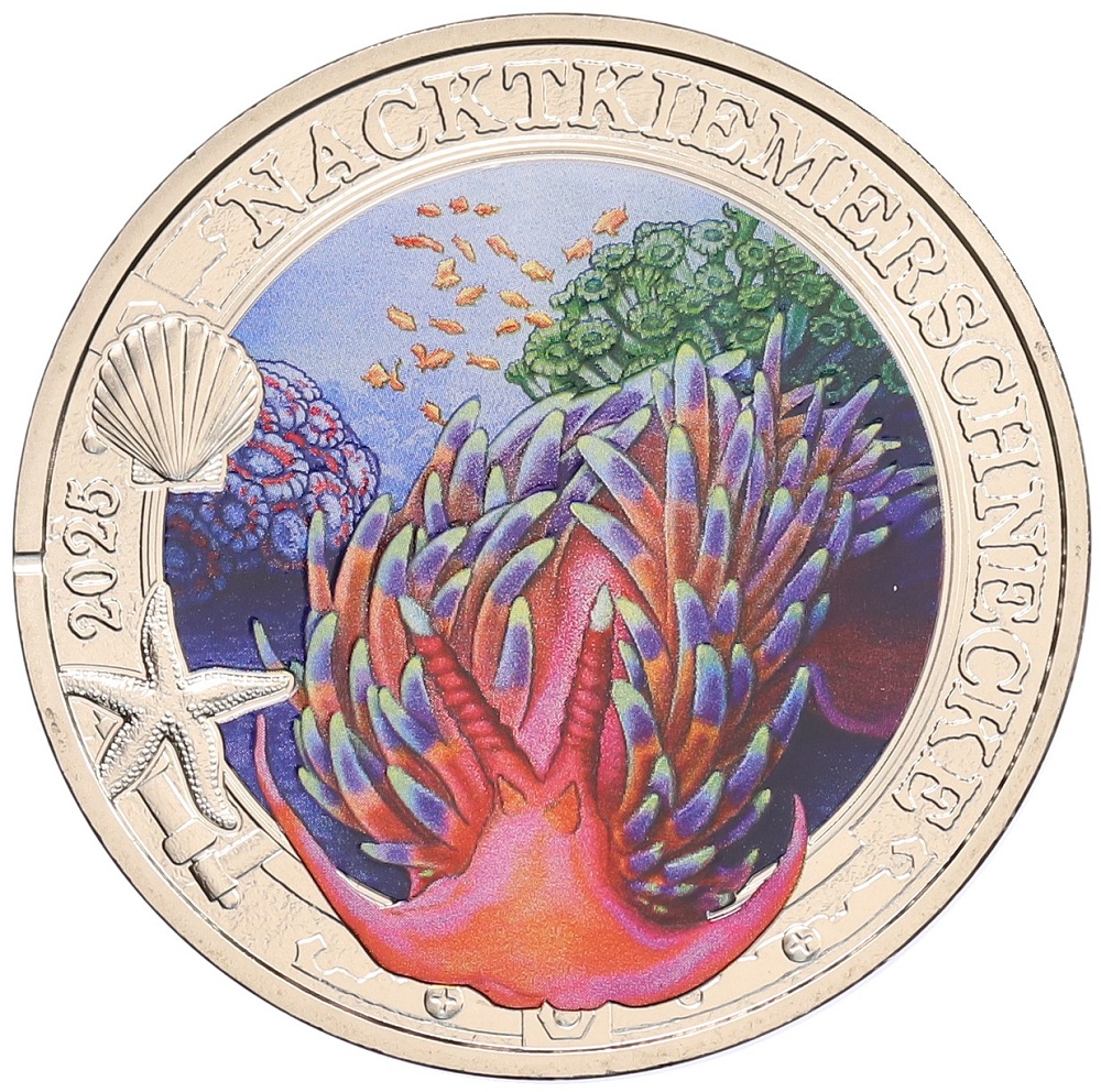 3 евро 2025 года Австрия «Светящаяся морская жизнь — Голожаберный моллюск» — Фото №1