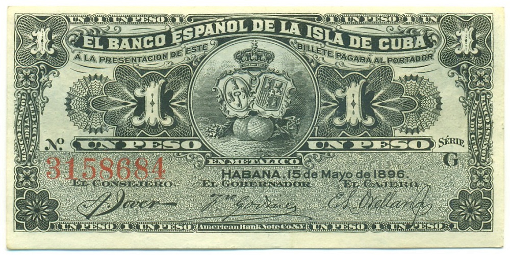 1 песо 1896 года Испанская Куба — Фото №1