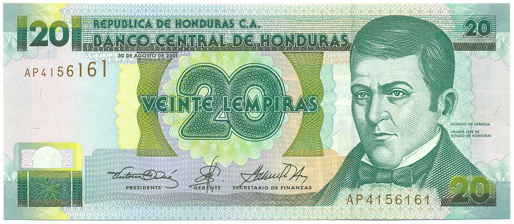 20 лемпир 2001 года Гондурас — Фото №1