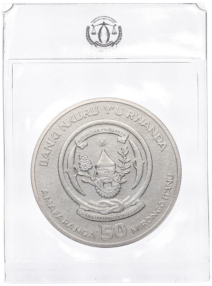 50 франков 2012 года Руанда «Африканская унция — Носорог» — Фото №2