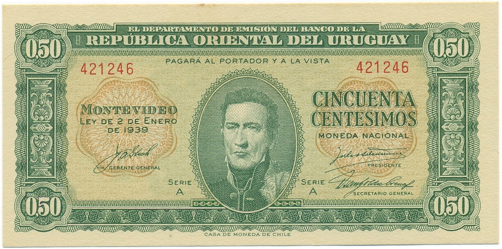 50 сентесимо 1939 года Уругвай — Фото №1